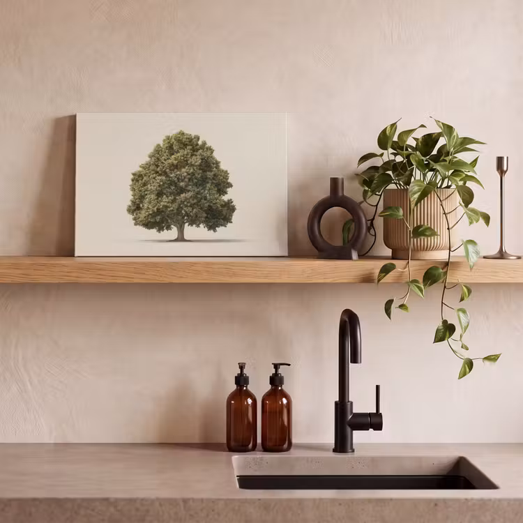 Eikenboom - Groen - Lichte achtergrond canvas 2cm klein -sfeer3