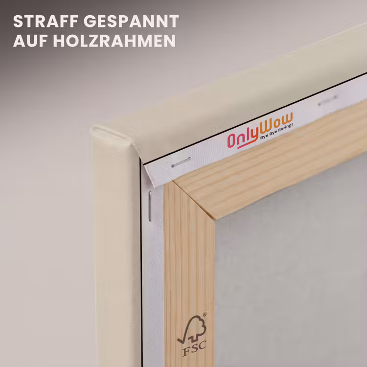 Eikenbladeren - Beige - Groen - Golvende randen canvas 2cm klein -uniquesellingpoint_afwerking-onlywow_DE
