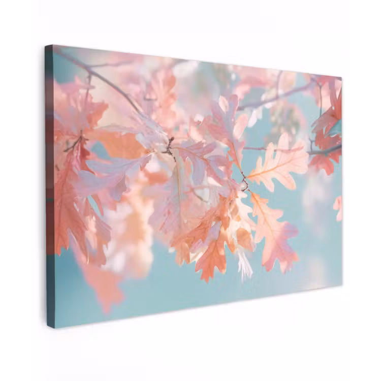 Eikenbladeren - Takken - Roze canvas 2cm klein -z3d