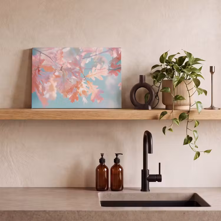 Eikenbladeren - Takken - Roze canvas 2cm klein -sfeer3