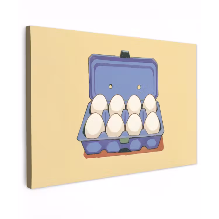 Eieren - Doos - Minimalistisch - Blauw canvas 2cm klein -z3d