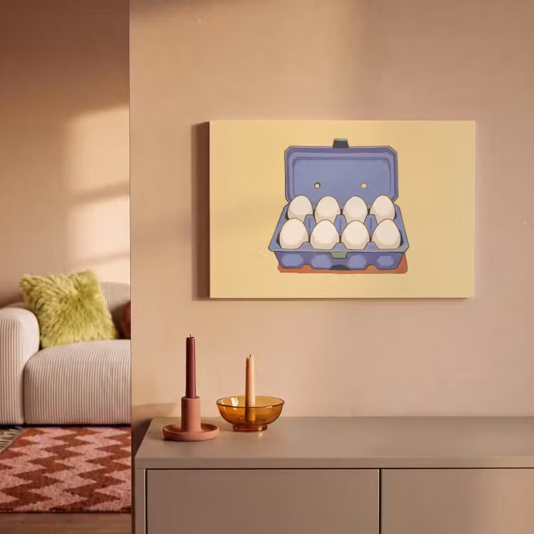 Eieren - Doos - Minimalistisch - Blauw canvas 2cm klein -sfeer1