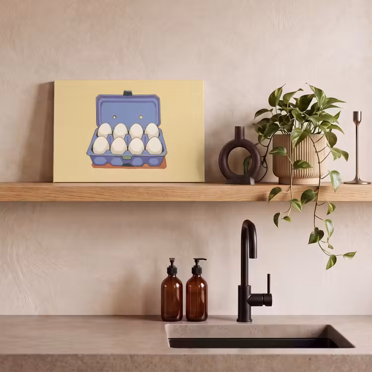 Eieren - Doos - Minimalistisch - Blauw canvas 2cm klein -sfeer6