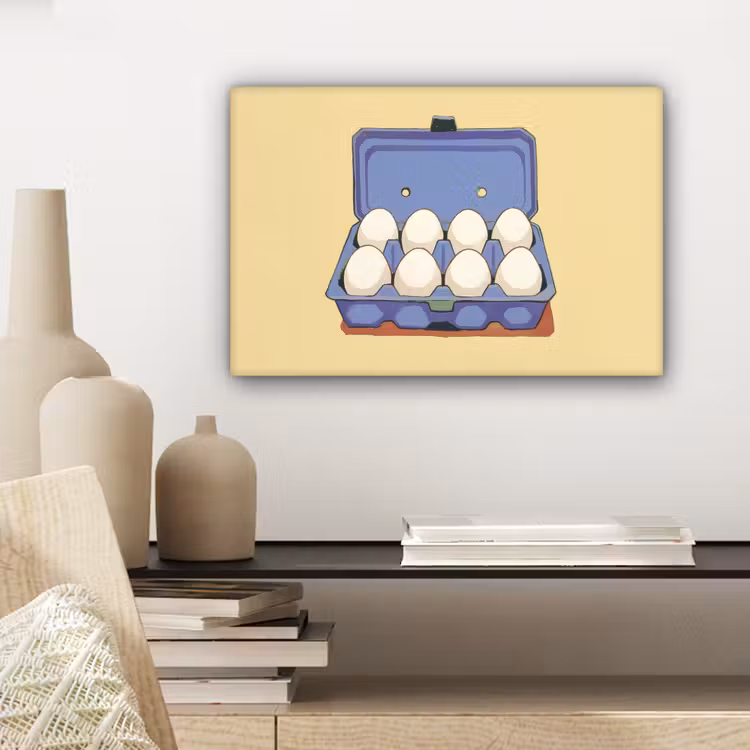 Eieren - Doos - Minimalistisch - Blauw canvas 2cm klein -closeup_print_DE