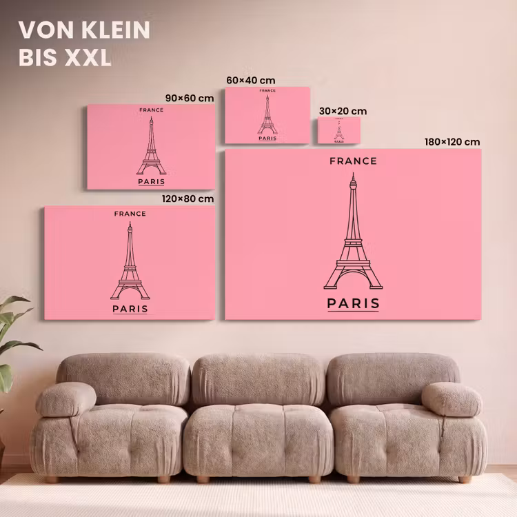 Eiffeltoren - Parijs - Architectuur - Minimalistisch - Roze canvas 2cm klein -Xsfeer8_DE