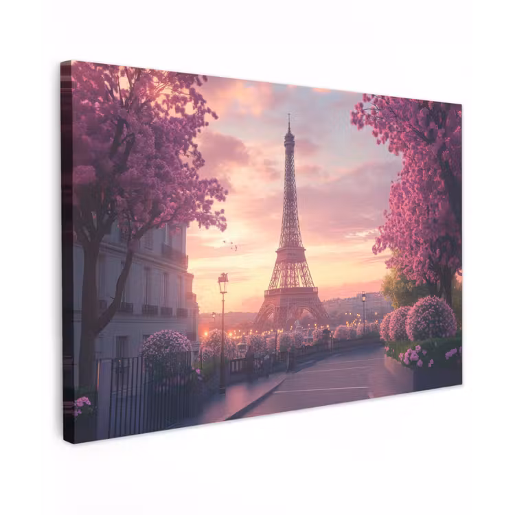 Eiffeltoren - Parijs - Roze canvas 2cm klein -z3d
