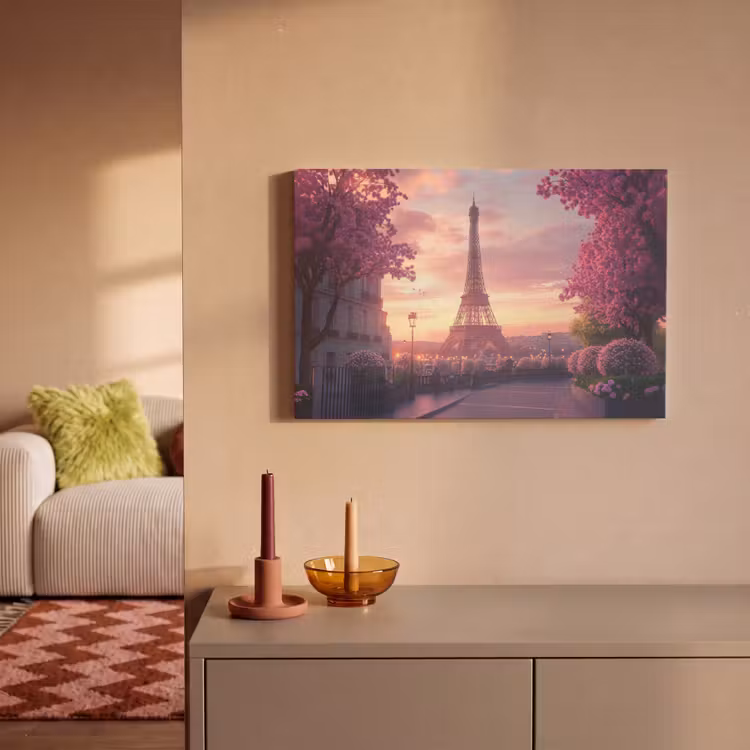 Eiffeltoren - Parijs - Roze canvas 2cm klein -sfeer1