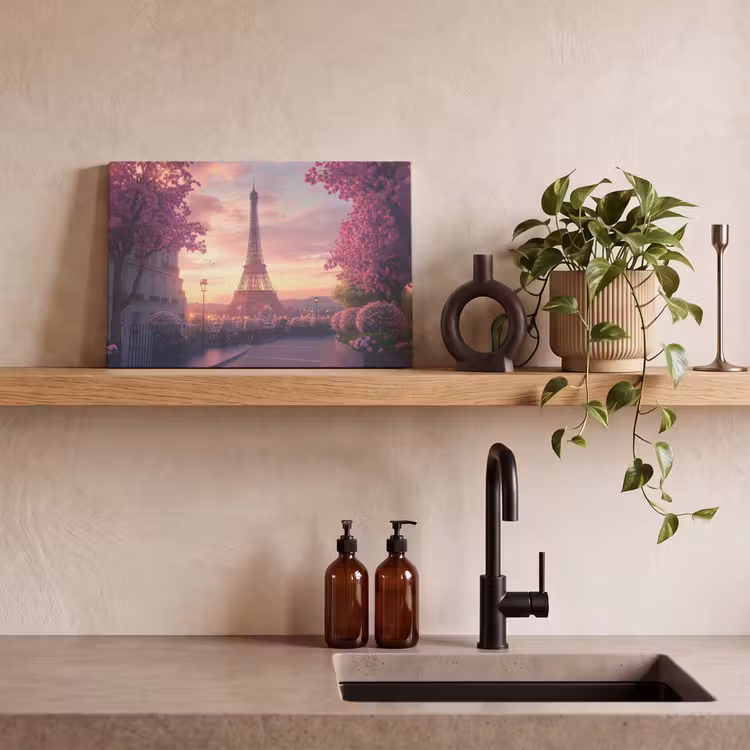 Eiffeltoren - Parijs - Roze canvas 2cm klein -sfeer3