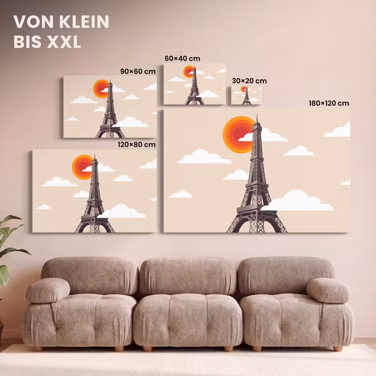Eiffeltoren - Zon - Architectuur - Abstract - Beige canvas 2cm klein -Xsfeer8_DE