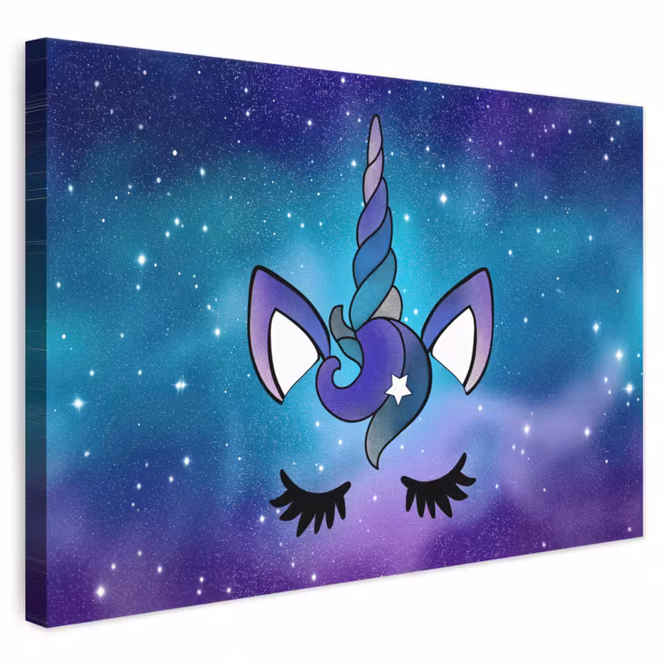 Eenhoorn - Sterrenhemel - Ster - Blauw canvas 2cm klein -3d