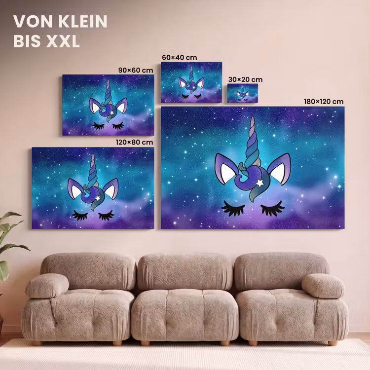 Eenhoorn - Sterrenhemel - Ster - Blauw canvas 2cm klein -Xsfeer8_DE