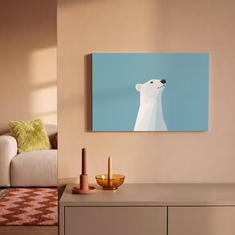 Ijsbeer - Lichtblauw - Minimalistisch canvas 2cm klein -sfeer1