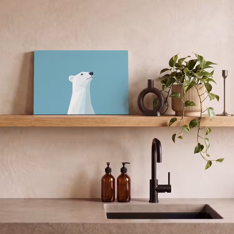 Ijsbeer - Lichtblauw - Minimalistisch canvas 2cm klein -sfeer3