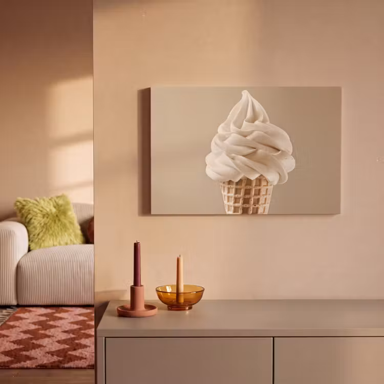 IJs - Softijs - Romig - Hoorntje - Beige canvas 2cm klein -sfeer1