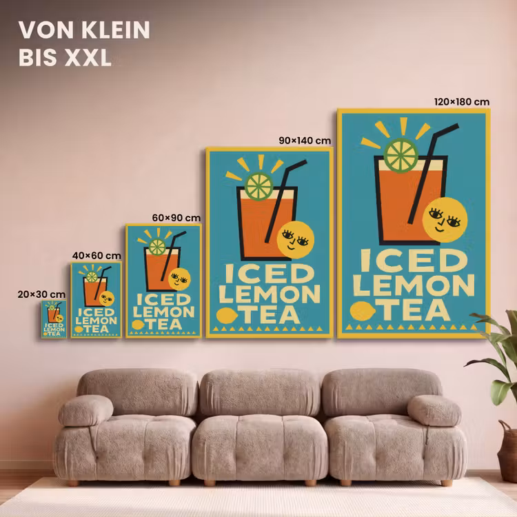 Ijsthee - Illustratie - Blauw - Citroen canvas 2cm klein -Xsfeer8_DE