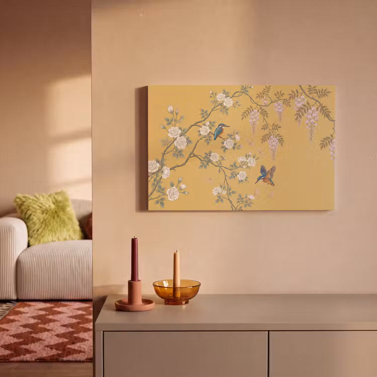 IJsvogels - Bloesem - Geel canvas 2cm klein -sfeer1