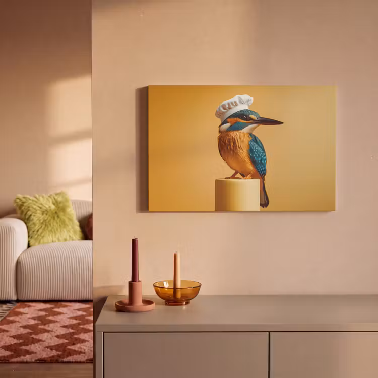 Ijsvogel - Pilaar - Koksmuts - Vogel canvas 2cm klein -sfeer1