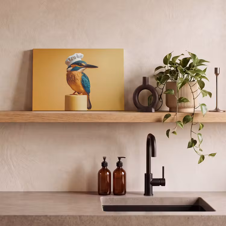 Ijsvogel - Pilaar - Koksmuts - Vogel canvas 2cm klein -sfeer3