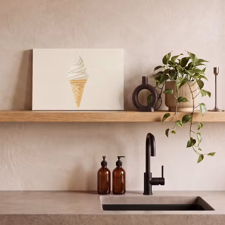Softijs - Hoorntje - Wit canvas 2cm klein -sfeer3