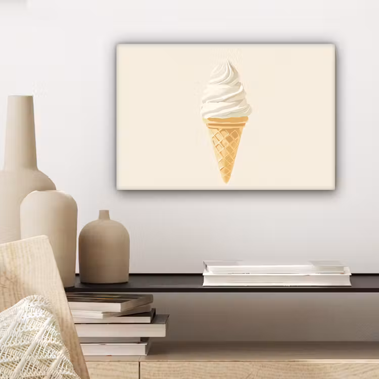 Softijs - Hoorntje - Wit canvas 2cm klein -sfeer6