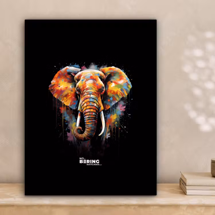 Olifant versierd met kleurrijke spetters canvas 2cm klein -sfeer1