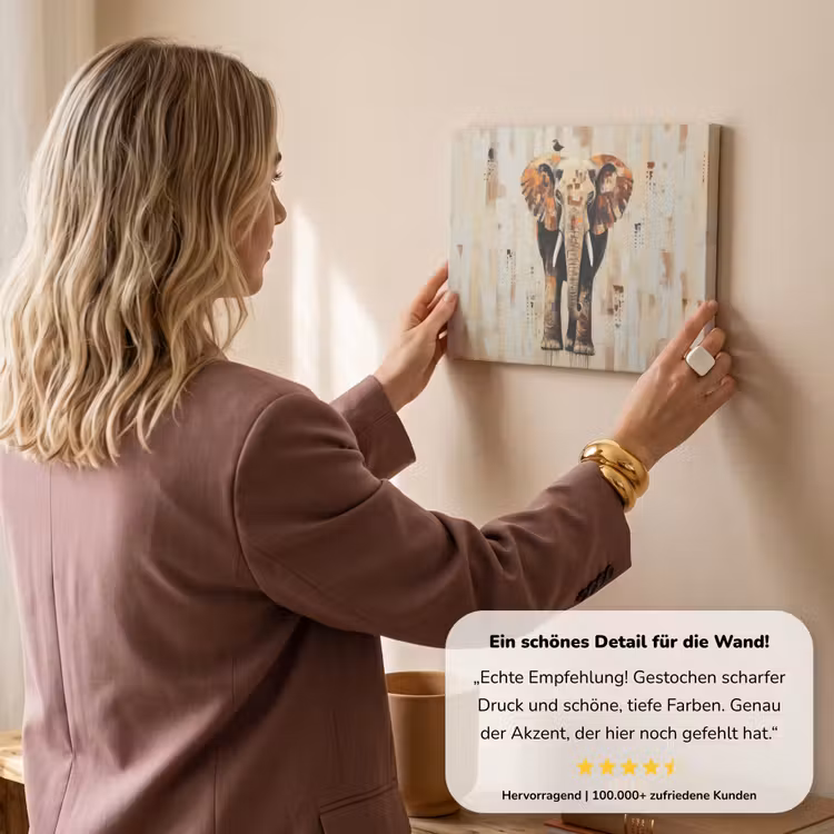 Olifant - Slurf - Mozaïek - Abstract canvas 2cm klein -sfeer3