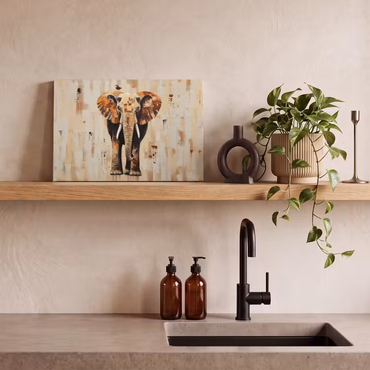 Olifant - Slurf - Mozaïek - Abstract canvas 2cm klein -sfeer6