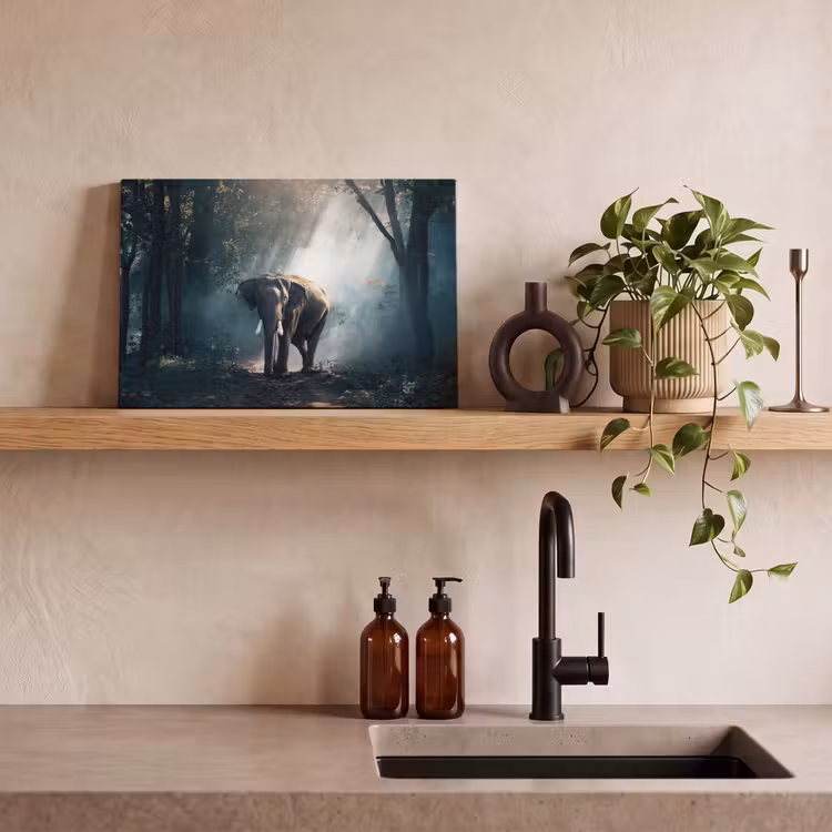 Olifant - Dieren - Licht - Bos - Natuur - Wilde dieren canvas 2cm klein -sfeer3