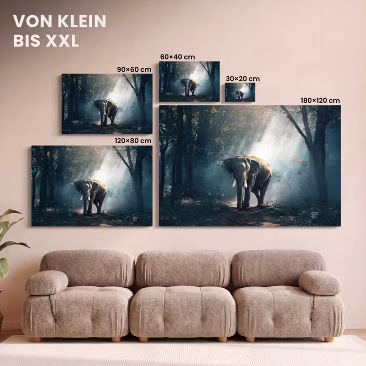 Olifant - Dieren - Licht - Bos - Natuur - Wilde dieren canvas 2cm klein -Xsfeer8_DE