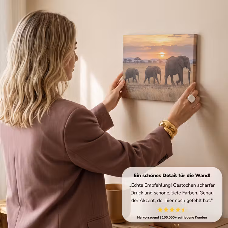 Olifanten - Savanne - Zonsondergang - Afrika - Warm canvas 2cm klein -Xsfeer7_DE