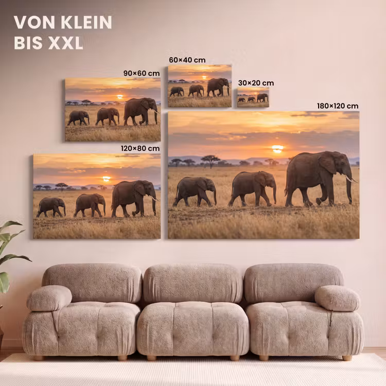 Olifanten - Savanne - Zonsondergang - Afrika - Warm canvas 2cm klein -Xsfeer8_DE