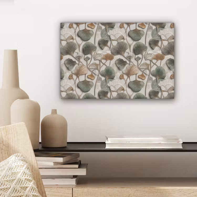 Elegant - Bladeren - Groen canvas 2cm klein 34 -closeup_print_DE