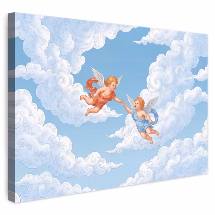 Engel - Vliegend - Klassiek - Blauw canvas 2cm klein -3d