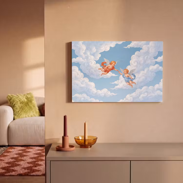 Engel - Vliegend - Klassiek - Blauw canvas 2cm klein -sfeer1