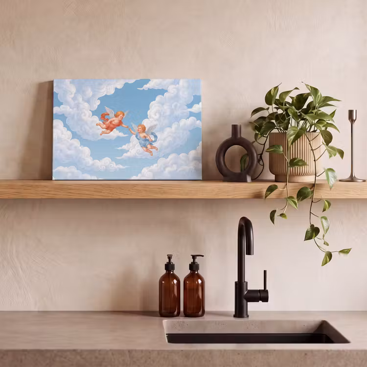 Engel - Vliegend - Klassiek - Blauw canvas 2cm klein -sfeer3