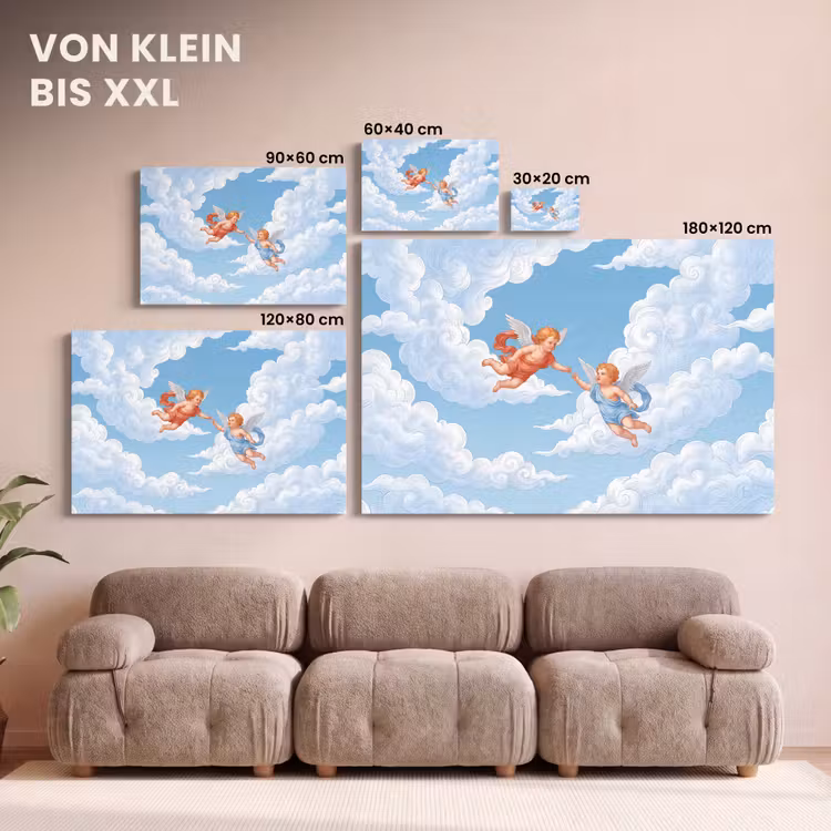 Engel - Vliegend - Klassiek - Blauw canvas 2cm klein -Xsfeer8_DE