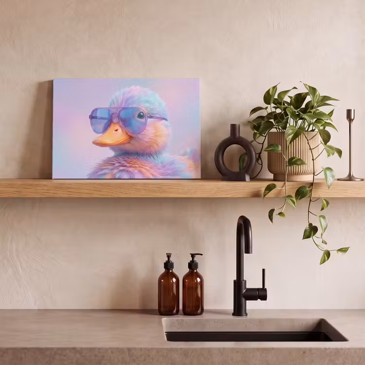 Eend - bril - Pastel canvas 2cm klein -sfeer3