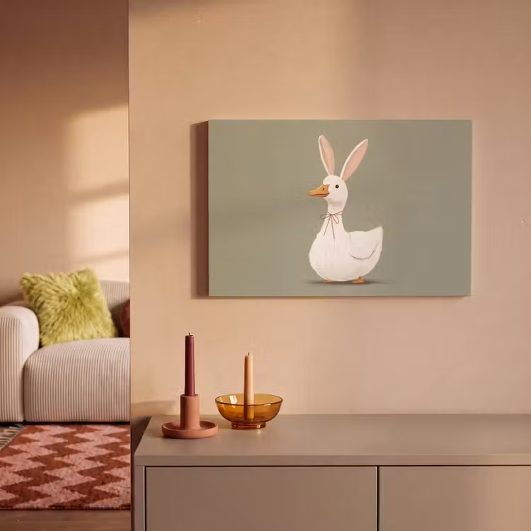 Eend - Konijnoren - Grijs canvas 2cm klein -sfeer1