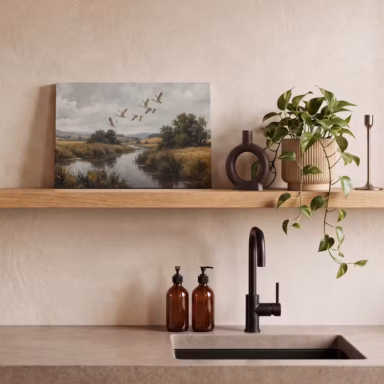 Eenden - Rivier - Landschap - Vlucht - Nostalgisch canvas 2cm klein -closeup_print_DE