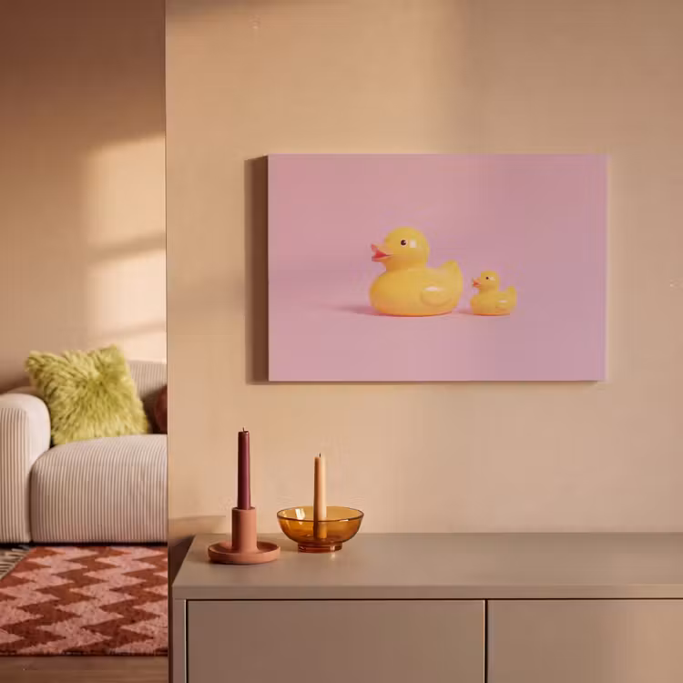 Eendjes - Vrolijk - Roze canvas 2cm klein -sfeer1