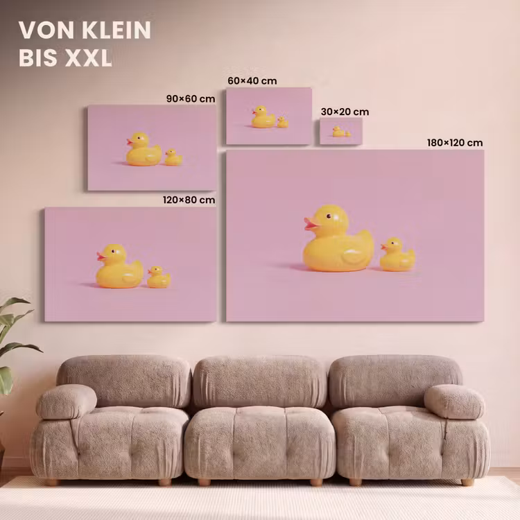 Eendjes - Vrolijk - Roze canvas 2cm klein -Xsfeer8_DE