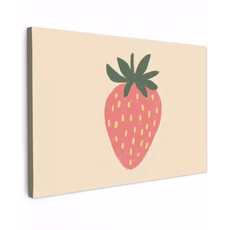Aardbei - Minimalistisch - Rood - Fruit canvas 2cm klein -z3d