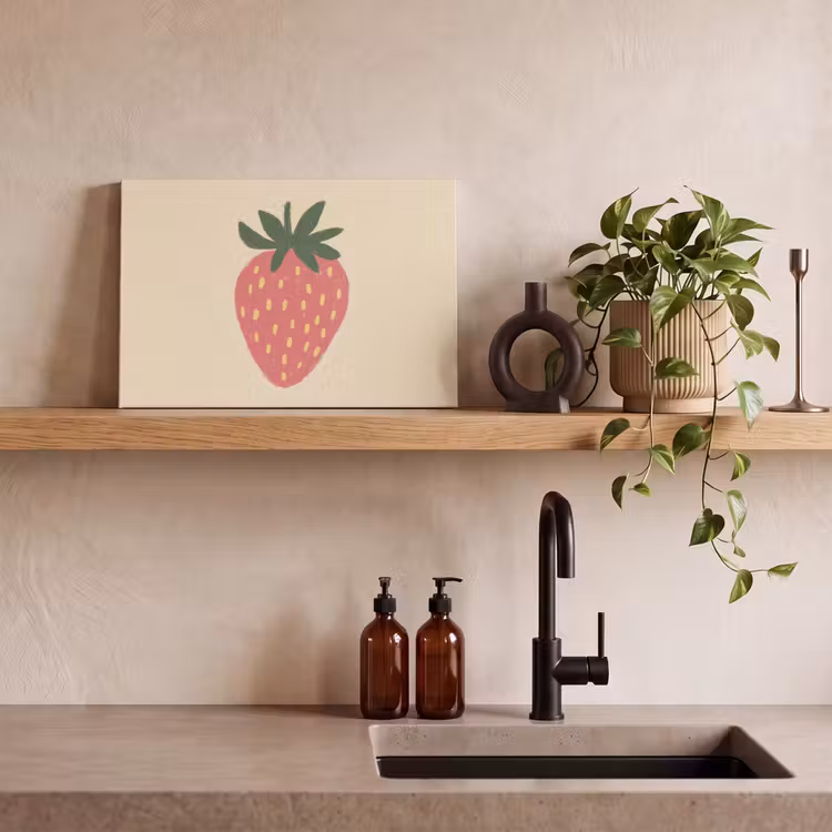Aardbei - Minimalistisch - Rood - Fruit canvas 2cm klein -closeup_print_DE