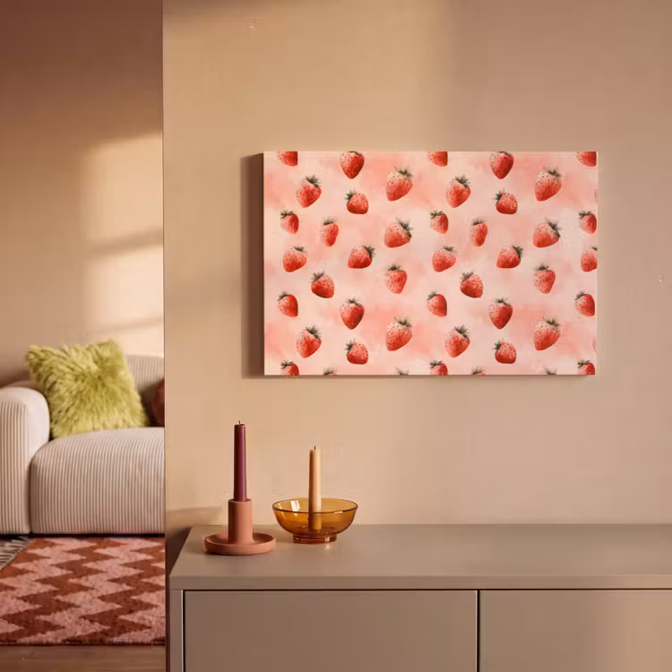 Aardbei - Patroon - Roze canvas 2cm klein 34 -sfeer1