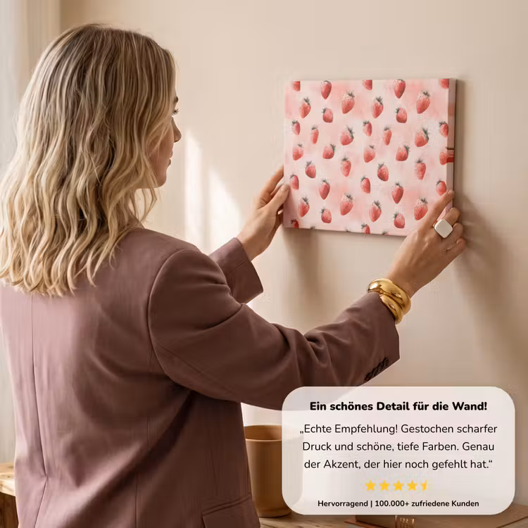 Aardbei - Patroon - Roze canvas 2cm klein 34 -sfeer3