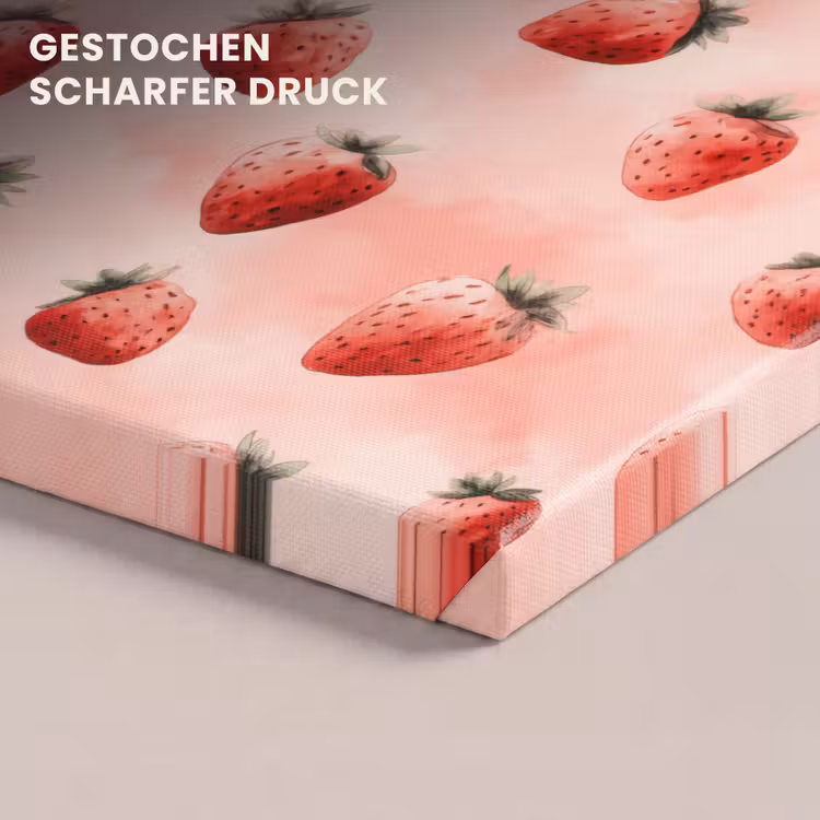 Aardbei - Patroon - Roze canvas 2cm klein 34 -closeup_print_DE
