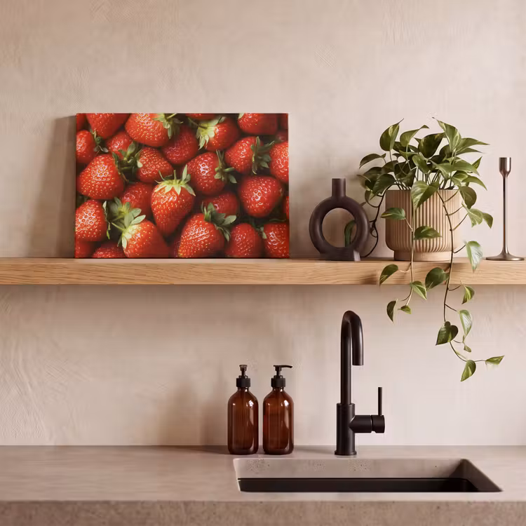 Aardbei - Fruit - Rood canvas 2cm klein -sfeer6