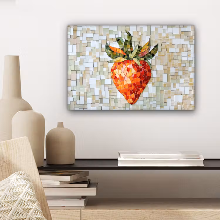 Aardbei - Rood - Mozaïek - Fruit canvas 2cm klein -sfeer6