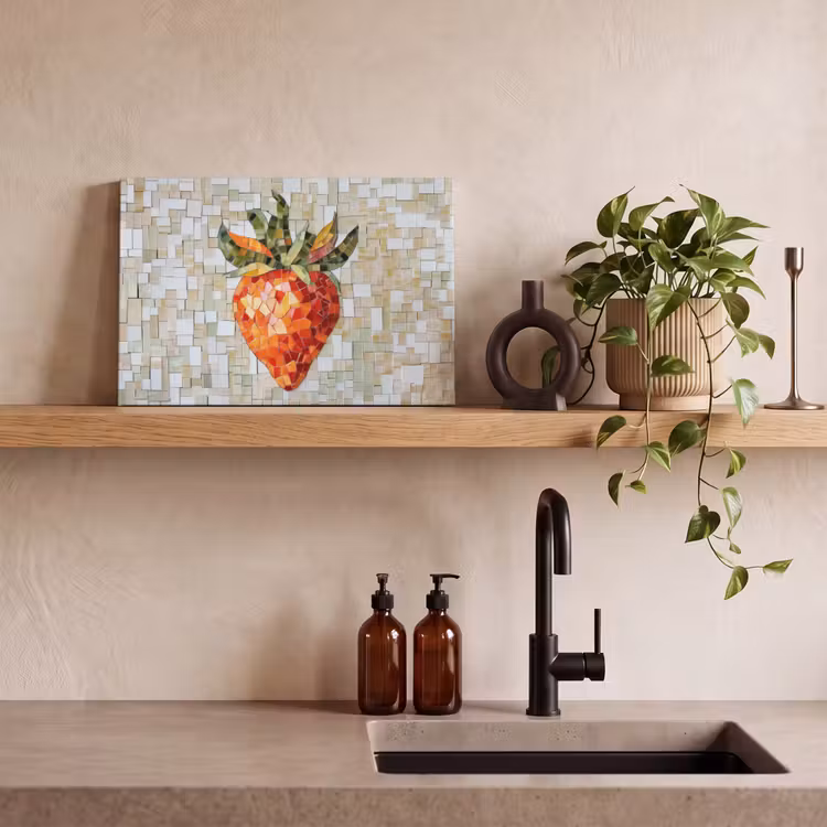 Aardbei - Rood - Mozaïek - Fruit canvas 2cm klein -closeup_print_DE