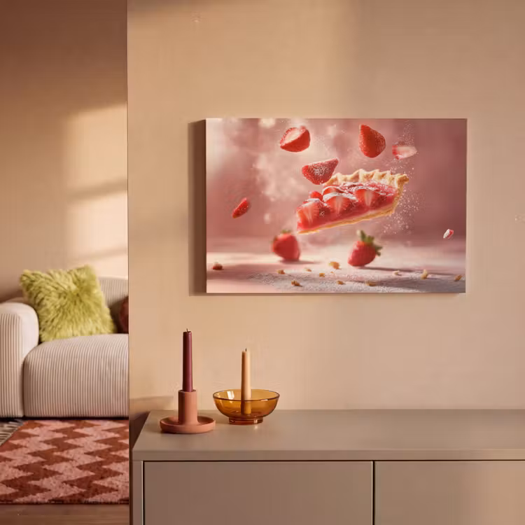 Aardbei - Taart- Eten - Roze canvas 2cm klein -sfeer1